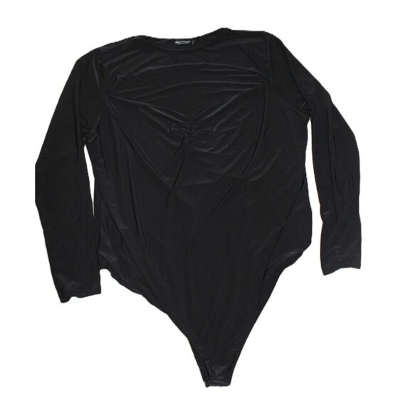 NASTY GAL Cut Out Long Sleeve Slinky Bodysuit in Black - Size 20 - Picture 6 of 12